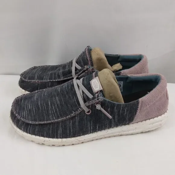 Hey Dude Wendy Funk Jersey Shoes Charcoal Gray & Light Mauve Women's Size 10 - Picture 6 of 12
